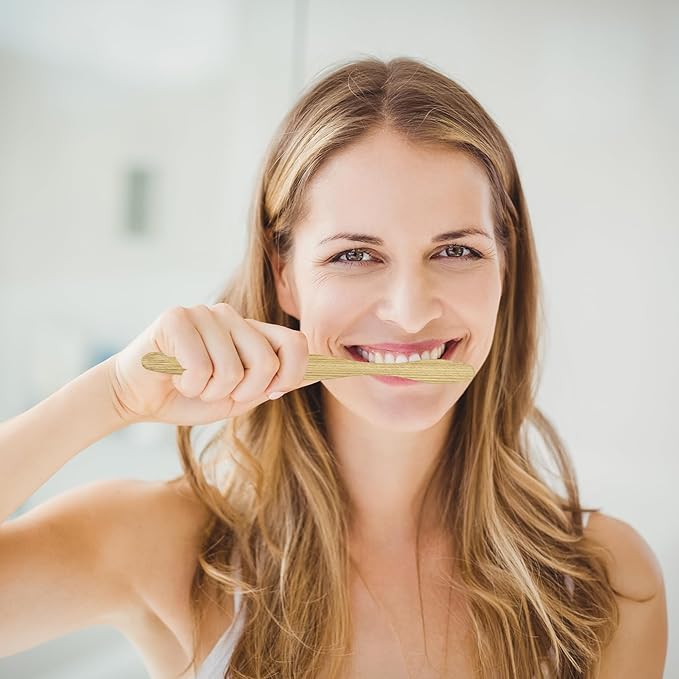 Bamboo Toothbrushes, Medium Bristles BPA-Free Bristles Toothbrushes for Adults - Eco-Friendly, Natural Wooden Toothbrush 8 Pack
