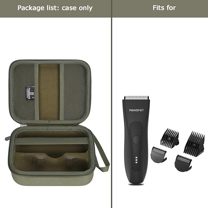Tourmate Hard Storage Case for MANSPOT Groin Hair Trimmer,Travel Box for Electric Ball Trimmer Pubic Trimmer Shaver(Case Only) (Army Green)