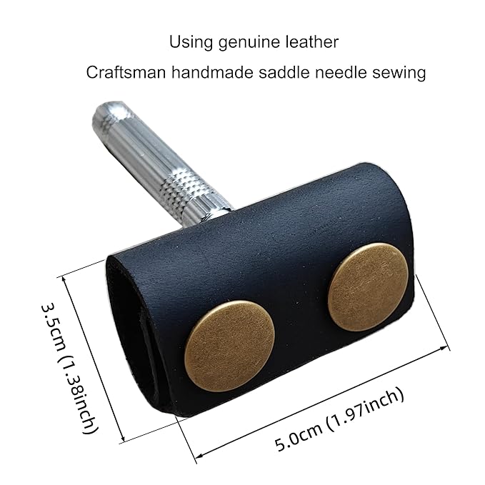 Handmade leather Double Satety Edge Razor Head Protective Sheath For men, Leather Shaving Travel Cover Fits Most Safety Razors (Black)