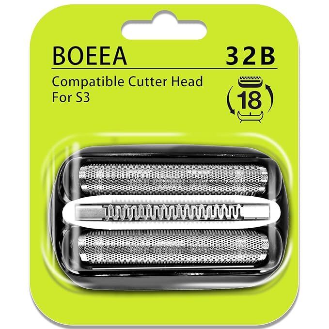 32B Shaver Head for Braun Series 3, Replacement Foil & Cutter Cassette Suitable for Braun Foil Shaver 3000s 3010s 3020s 3030s 3040s 3050cc 3070cc 3080s 3090cc 320 330 340 350cc