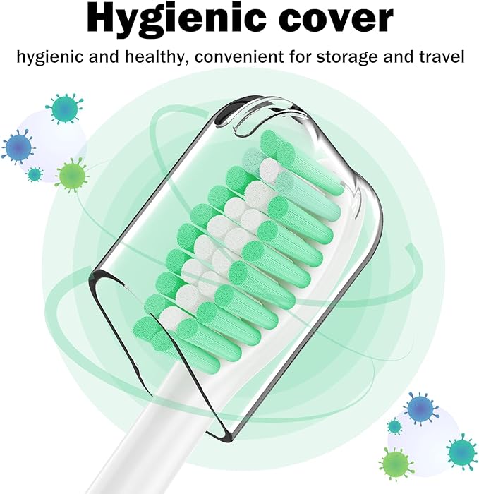 Replacement Toothbrush Heads for Philips Sonicare E-Series/Essence/Xtreme/Elite and Other Screw-on Electric Toothbrush Models, 8 Pack, Dupont Bristles with Protective Cover