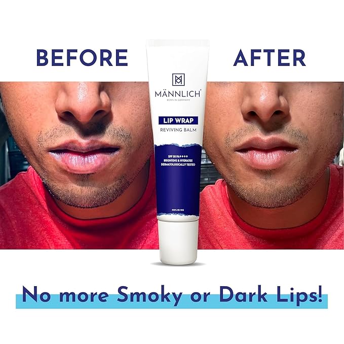 Mannlich Lip Balm For Men (10G) Lip Care With Spf 50 Pa++++ Protection - Lip Lightening For Dry & Chapped Lips - Moisturizes, Long-Lasting Hydration With 2% Kojic Acid & 1% Hyaluronic Acid, white