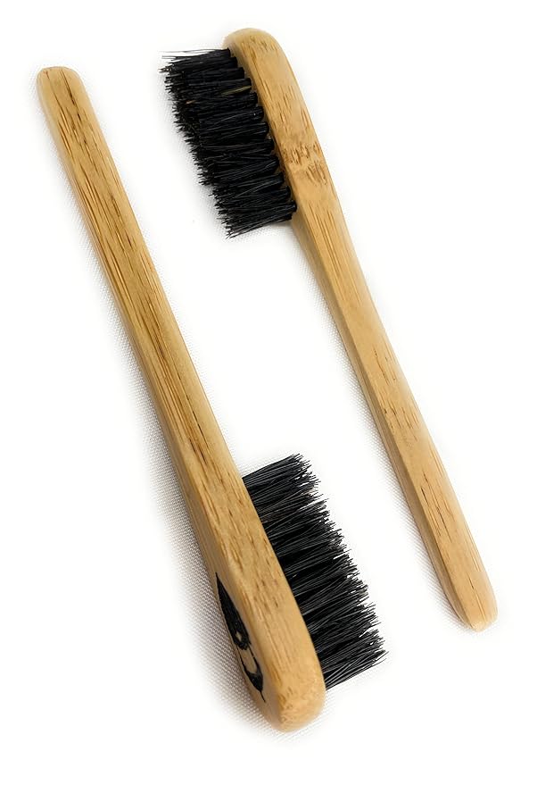 Sapling Grove Mustache Brush & Comb (2 brushes & 2 combs) from Green Beard Grmng - Boar Bristle & Bamboo
