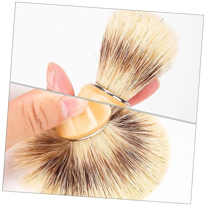 Men's Shaving Brush 2pcs Badger Hair Shave Brush Wooden Handle for Men