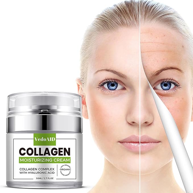 Collagen Moisturizing Cream with Hyaluronic Acid, Deep Hydrating Anti-Aging Face Cream for Firming Skin, Day & Night Facial Moisturizer for Women & Men, 1.7 fl oz (50ml)