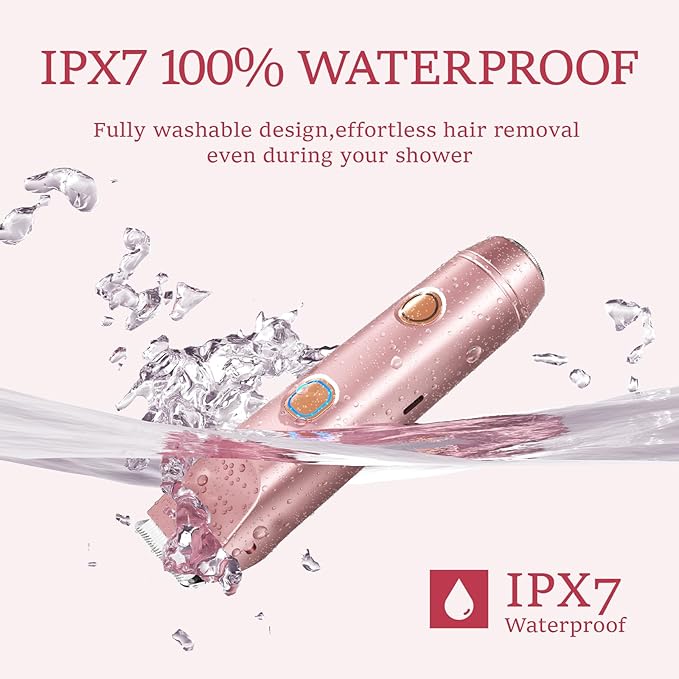 Bikini Trimmer for Women: Electric Razors & Shaver [IPX7 Waterproof] with Dual Heads for Body Pubic Hair - Rechargeable Wet Dry Lady Hair Trimmer 2 in 1 for Underarm Leg Arm Face