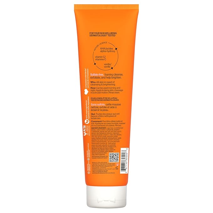Pacifica Glow Baby Brightening Facial Cleanser 5oz – Vitamin C & Glycolic Acid (AHA) Face Wash for Radiance – Daily Cleanser for Anti-Aging Exfoliating for Smooth, Even Glowing Skin Vegan Clean Beauty
