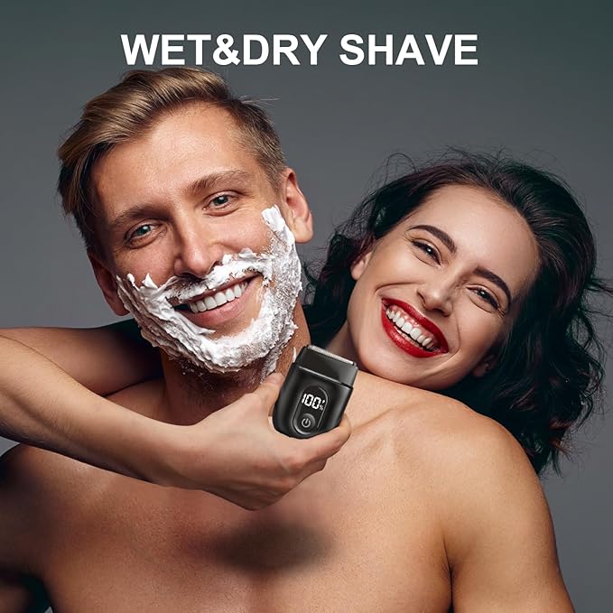 Electric Foil Shavers for Men: Mini Electric Razor with Big LED Display & 3 Floating Blades - IPX7 Waterproof Wet Dry Face Razor, USB Type C Valentine's Day Gifts