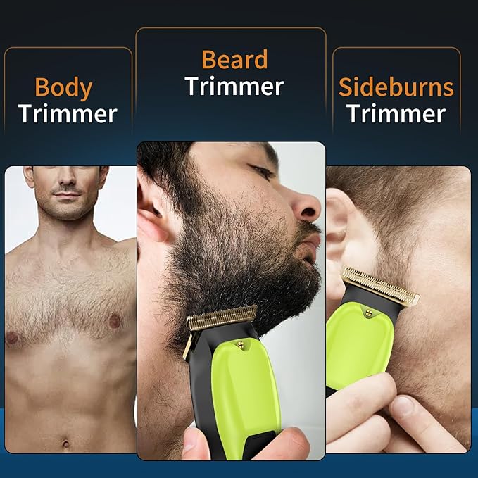 Beard Trimmer for Men, Rechargeable Cordless Hair Clipper with LED Display & Hangable Design, 180min Runtime, 6 Combs, Type-C Charging for Face, Neck, Groin & Manscaping, Ideal Gift