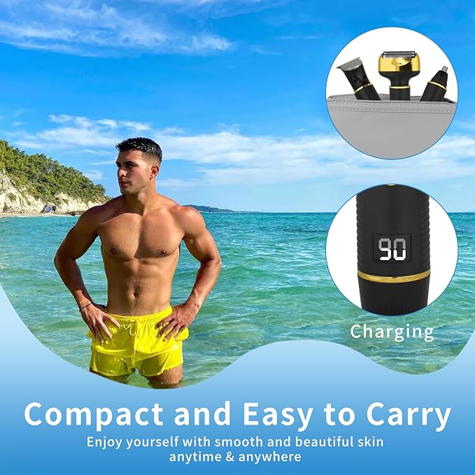 Electric Razor for Men & Women, 3-in-1 Cordless Rechargeable Foil Shaver with LED Display, Waterproof Wet & Dry Painless Body Razor for Face, Nose, and Ear Hair – Travel Friendly (Black)