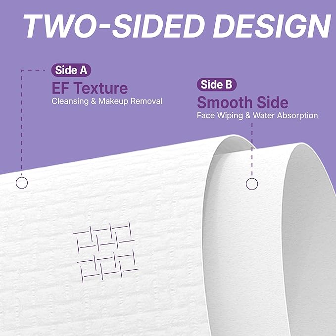 Disposable Face Towels (50 Count) – XL 10"x12" Ultra Thick Facial Cleansing Cloths – Soft Biodegradable Dry Wipes for Sensitive Skin – Lint-Free Makeup Remover Towelettes for Daily Skincare