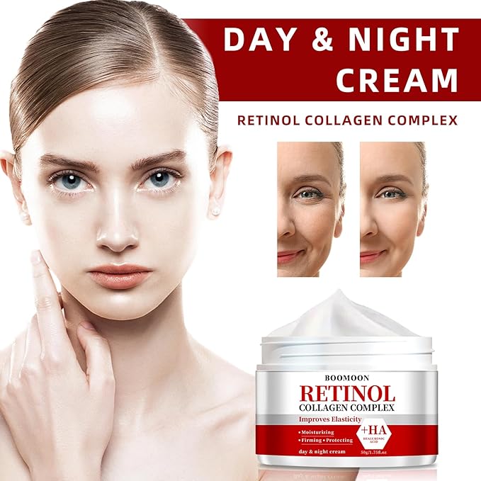 Retinol Cream for Face with Hyaluronic Acid, Wrinkle Cream for Face, Neck with Collagen Hyaluronic Acid, Day & Night Moisturizer Face Cream for Men Women, 1.75 oz (2)