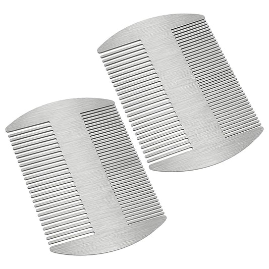 Mabor 2PCS Stainless Steel Comb, Metal Beard & Hair Comb for Men - Credit Card Size Pocket Combs for Travel, Grooming