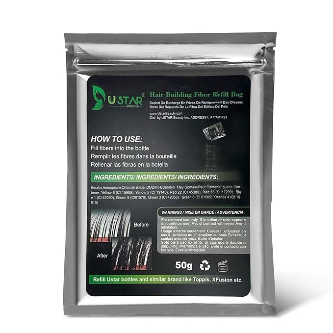 USTAR Hair Building Fibers Refill bag Black