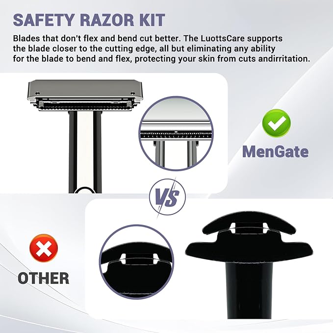 Adjustable 2-Blade Safety Razor Set with Magnetic Head for Men Women - with 10 Blades, Shave Brush - Precision Shaving, Reusable & Plastic-Free Shaver, for Beard, Head, Leg Shaving