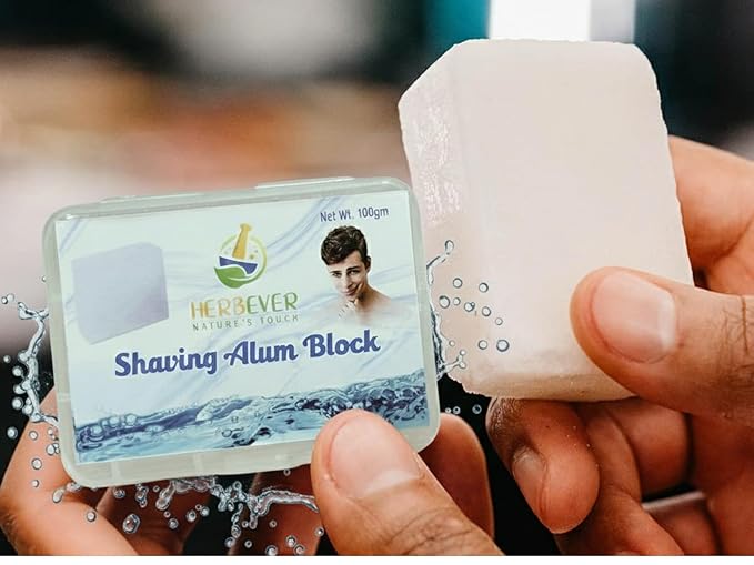 Aftershave Alum Block – Natural Unscented Shaving Stone for Men, Post-Shave Care for Sensitive Skin, Travel-Friendly with Durable Plastic Case & Hanging Option (100 g / 3.5 oz)
