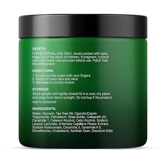 Majestic Pure Tea Tree Oil Face Cream | Cream for Dry & Itchy Skin, Acne, Scar, Day & Night Moisturizer Face Cream for Women & Men | 8 Oz