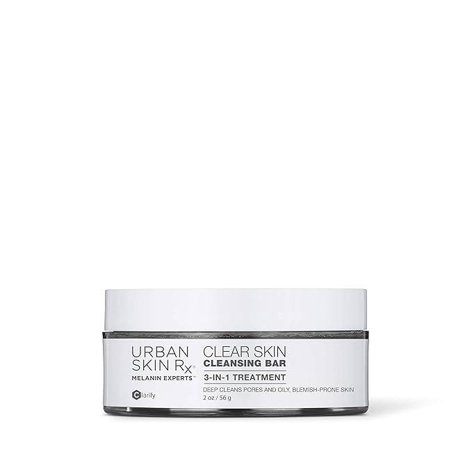 Urban Skin Rx® Clear Skin 3-in-1 Daily Treatment Cleansing Bar, Exfoliator + Clarifying Mask, Reduces Excess Oil, Clears Clogged Pores, Improves Appearance of Blemishes & Prevents Breakouts, 2.0 Oz