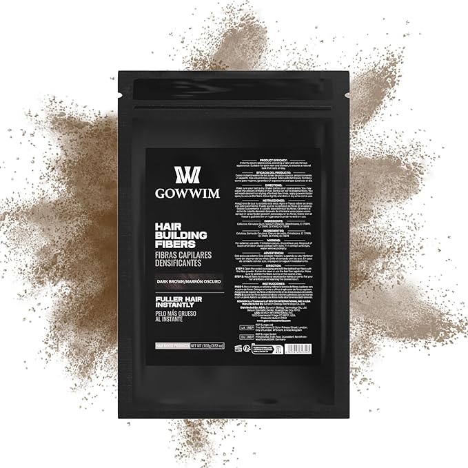 gowwim Hair Fibers，Instant Building Thickening Fibers for Thinning Loss Hair Natural Grey Coverage Touch up Bald Spot Cover up Waterproof & Sweatproof for Women & Men 100g