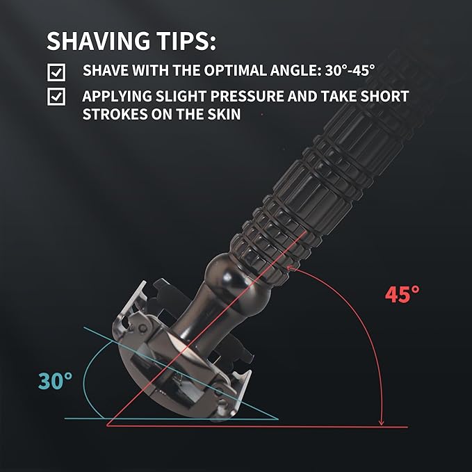 Gearhub Butterfly Double Edge Safety Razor Reusable Stainless Metal Wet Shaving Razor with 10 Swedish Platinum Blades for Men Women Barber Bikini Armpit Hair, Matte Black GR179