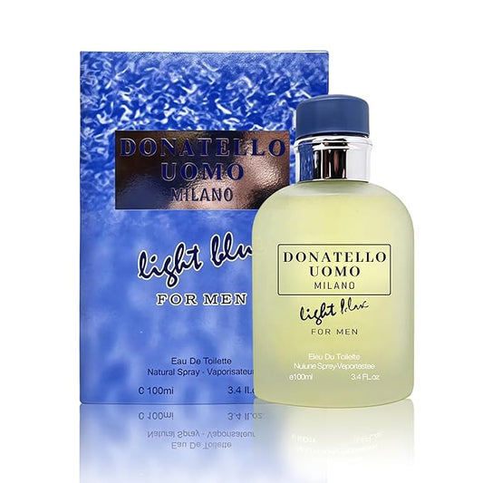 Men’s Cologne Donatello UOMO Light Blue with Citruses,Bergamot,Neroli,Lavender and Sage Eau De Toilette Spray,Long-Lasting Scent Perfume for Men Great Holiday Gift, 3.4 Fl Oz/100 Ml