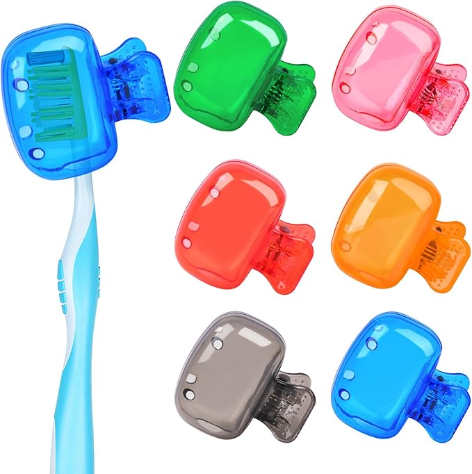 6 Pack Toothbrush Covers Portable Toothbrush Protector Coverings Clips Tooth Brush Storage Head Cover Cap Tooth Brush Covers for Kids Bathroom Home Travel Tooth Brush Case