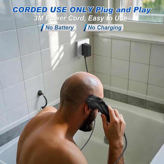 BlueFire Head Shaver for Bald Men, Corded 3D Electric Rotary Shavers with Pop-up Trimmer,Bald Head Close Shaver for Men, Rotary Shaver Electric Dry Shave