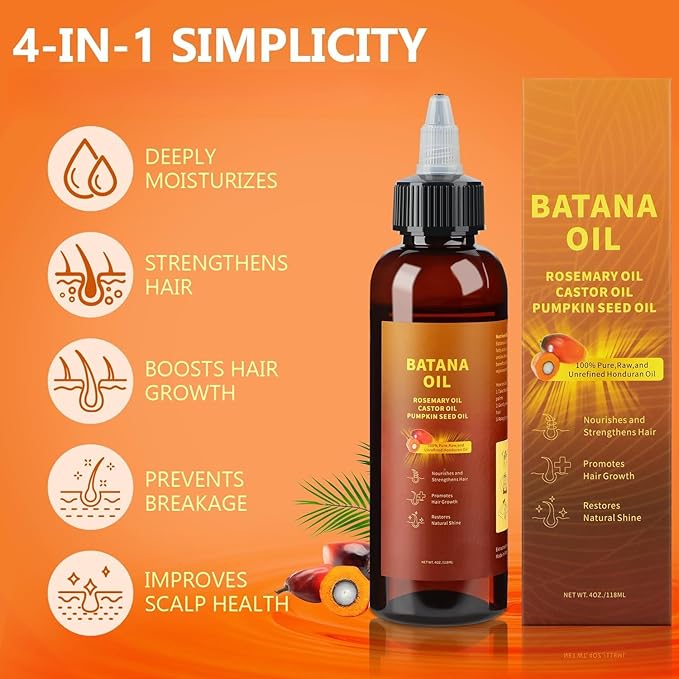 Batana Oil for Hair, 4-in-1 Liquid Batana Oil, for Men and Women,Rosemary Oil,Prevents Dry (1PCS)