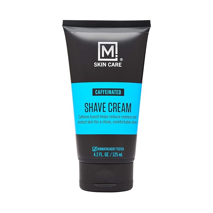 M. Skin Care Men's Caffeinated Shave Cream for Sensitive Skin, Prevent Razor Burn and Irritation