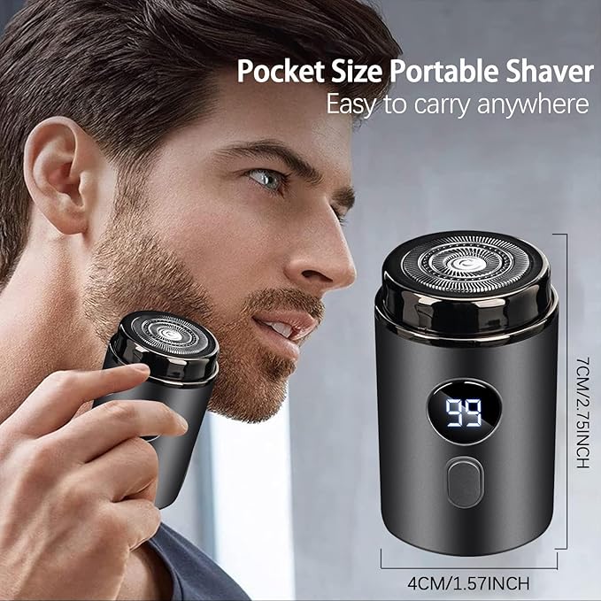Mini Portable Electric Shaver, 2025 New Upgrade Electric Shavers for Men, USB Rechargeable Waterproof Mini Shaver, Pocket Size Powerful Electrics Razor for Travel Office Business Trip (Gray)