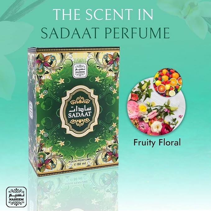 Naseem Sadaat Aqua Perfume 80ml - A Fresh and Elegant Eau De Parfum for Men & Women - Features a Subtle Tone with Long-Lasting Fragrance Perfect for Daily Wear & Special Occasions