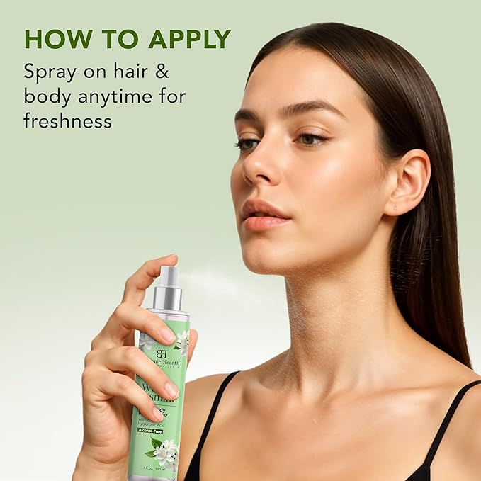 Botanic Hearth Wild Jasmine Hair Perfume for Women & Body Perfume Mist 3.4 fl oz – Alcohol-Free, Hydrating & Refreshing Body Spray with Hyaluronic Acid – Long-Lasting Floral Fragrance