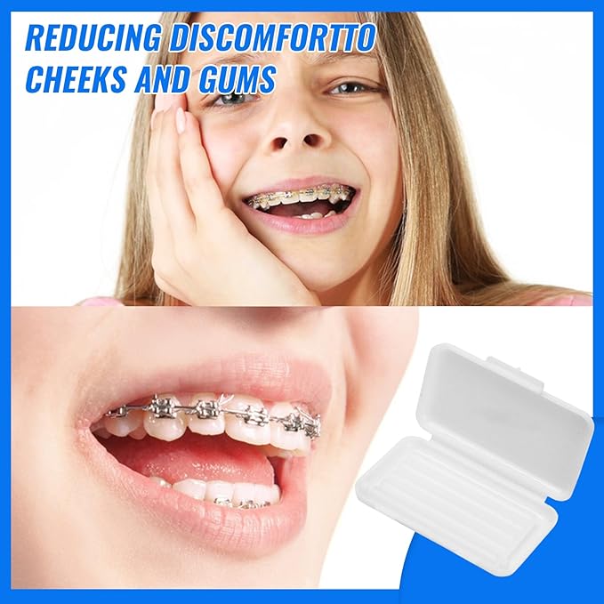 10 Pack Dental Braces Wax for Teeth Braces & Aligners, 50 Unscented & Flavorless Orthodontic Wax Strips for Dental Care Braces Brackets Cover Lip Protector Oral Appliances Ortho Accessories