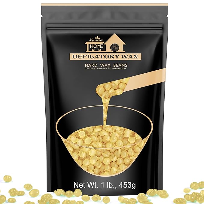 Lifestance Honey Waxing Beads, 1LB Fine Hair Removal Wax Beans for Face, Eyebrow, Brazilian Bikini, Sensitive Skin at Home for Women and Men