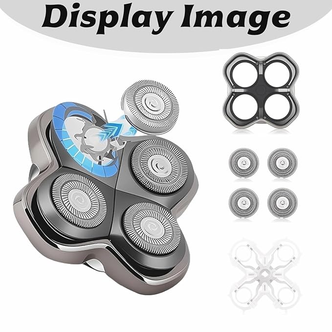2Pack PRO 4 Head Replacement Blade Compatible with Pitbull Shaver Replacement Blade,Rotary 4 Blades Compatible with Skull Pitbull Gold/Silver/Platinum PRO,Blades Fit for Butterfly Kiss Head Shavers.