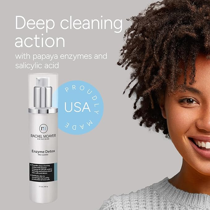 Rachel Moayer Enzyme Detox Pre-Cleanse – Papaya Enzyme Cleanser with Salicylic Acid for Deep Pore Cleansing, Facial Cleanser for Women and Men