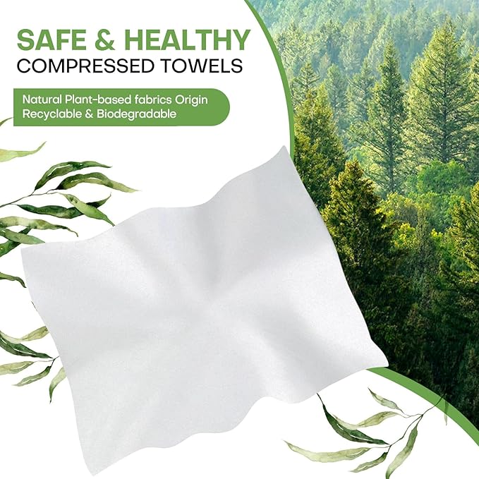 Compressed Towel 100 PCS Disposable Face Towels, Mini Portable Tablets Coin Tissue Compressed Cotton Hand Wipe Disposable Washcloths for Travel Camping Home Outdoor