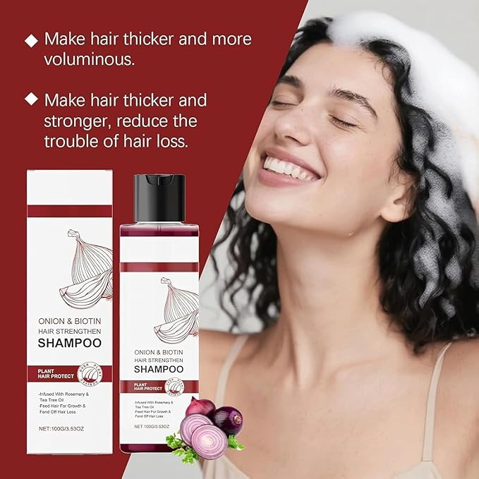 Onion & Biotin Hair Growth Shampoo, Infused With Rosemary Tea Tree Oil, Hair Growth Shampoo for Thinning Hair, Hair Loss and Thinning Hair, Support Hair Regrowth For Women Men (2 PCS)