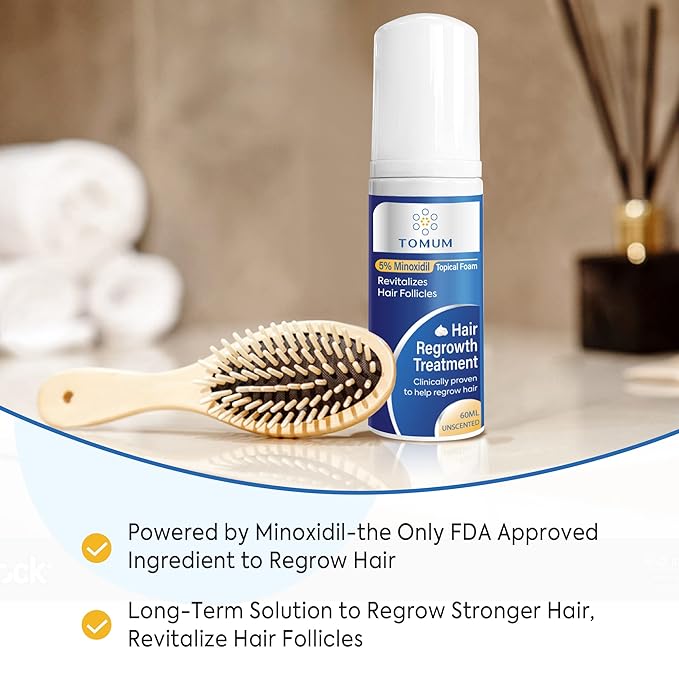 5% Minoxidil Foam for Men & Women Hair Regrowth, Fast-Absorbing Lightweight Minoxidil Treatment for Thinning Hair, Receding Hairline & Balding, Non-Greasy Unscented Hair Growth Foam