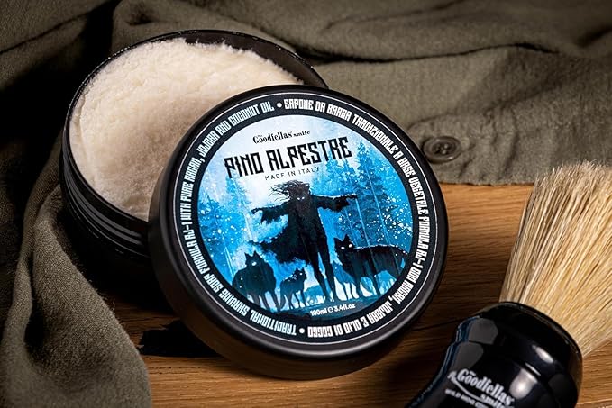 The Goodfellas’ Smile PINO ALPESTRE (Alpine Pine) Italian Shaving Soap – Artisan Semi-Soft Soap for Rich Brush Lather, Wet Shave Routines & Razor Prep