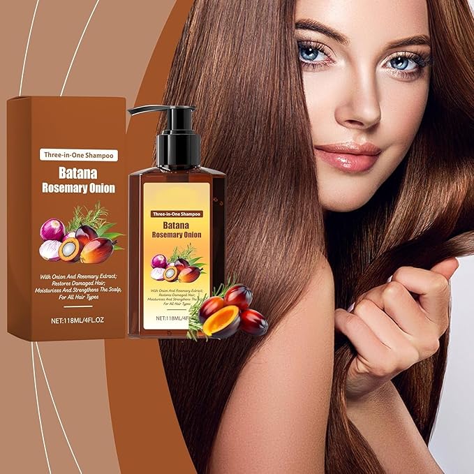 3-in-1 Nourishing Conditioning Shampoo, Hair Growth Shampoo -Batana Oil & Rosemary & Onion, Reduce Hair Loss, Strengthens Roots & Adds Shine, Thicker and Stronger Hairs (1pcs)