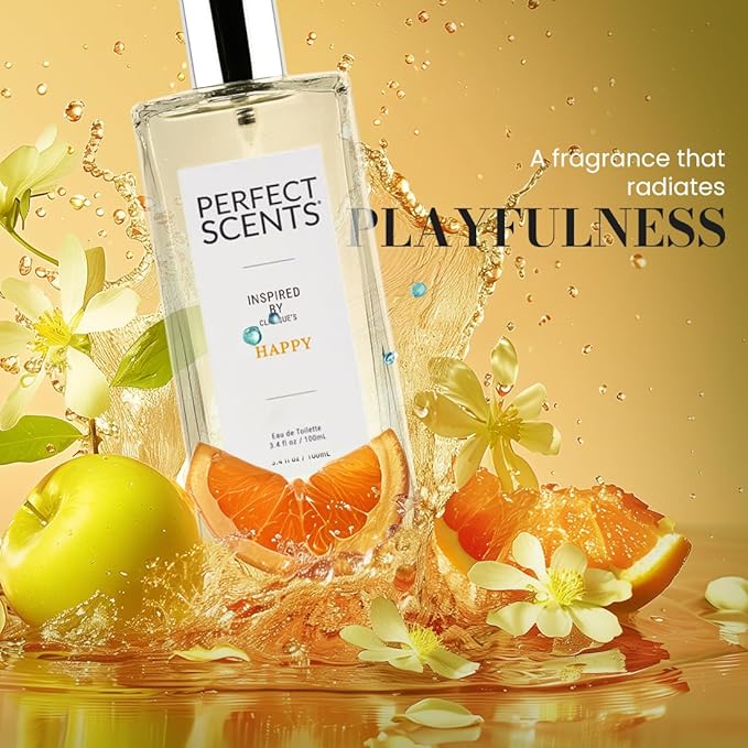 Perfect Scents Fragrances, Inspired by Clinique's Happy, Women’s Eau de Toilette, CLEAN, Vegan, Paraben-Free, Phthalate-Free, Never Tested on Animals, 3.4 Fluid Ounces