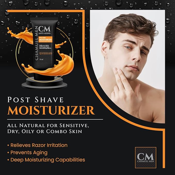 Anti Aging Daily Aftershave for Men - All Natural Mens Face Cream and Moisturizer with Argan, Shea & Aloe Facial Fuel for Sensitive, Dry, Oily or Combo Skin, 2.6 oz (Pack of 2)