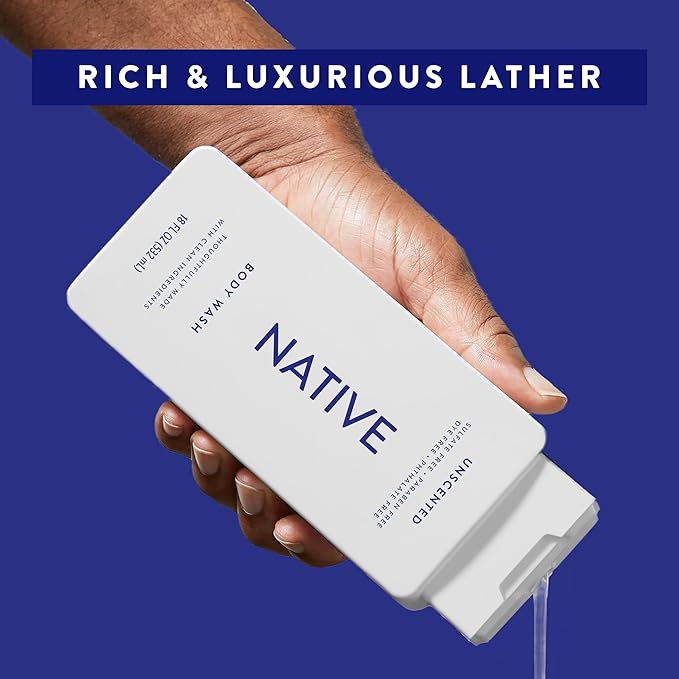 Native Body Wash for Men & Women, Seasonal | Sulfate, Paraben, and Dye Free, with Naturally Derived Clean Ingredients Leaving Skin Soft and Hydrating, Unscented 18 oz