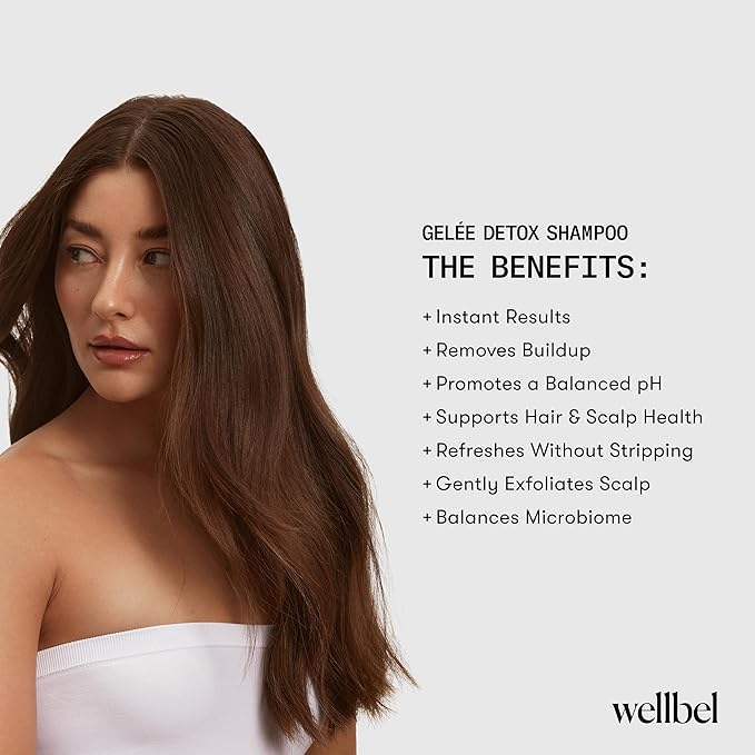 WELLBEL Gelée Detox Shampoo – pH-Balanced Scalp Detox, Gently Exfoliates & Removes Buildup, Dermatologist-Tested, Color-Safe, Hydrating & Strengthening Formula for Healthy, Bouncy Hair