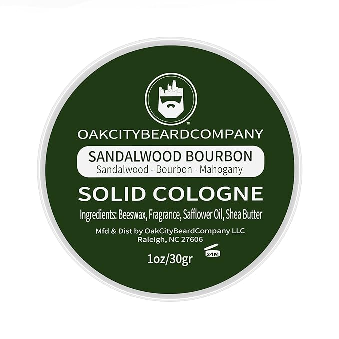 Oak City Beard Company - Sandalwood Bourbon - Solid Cologne - 1 Ounce - Sandalwood - Bourbon - Mahogany - Our Most Popular Scent!