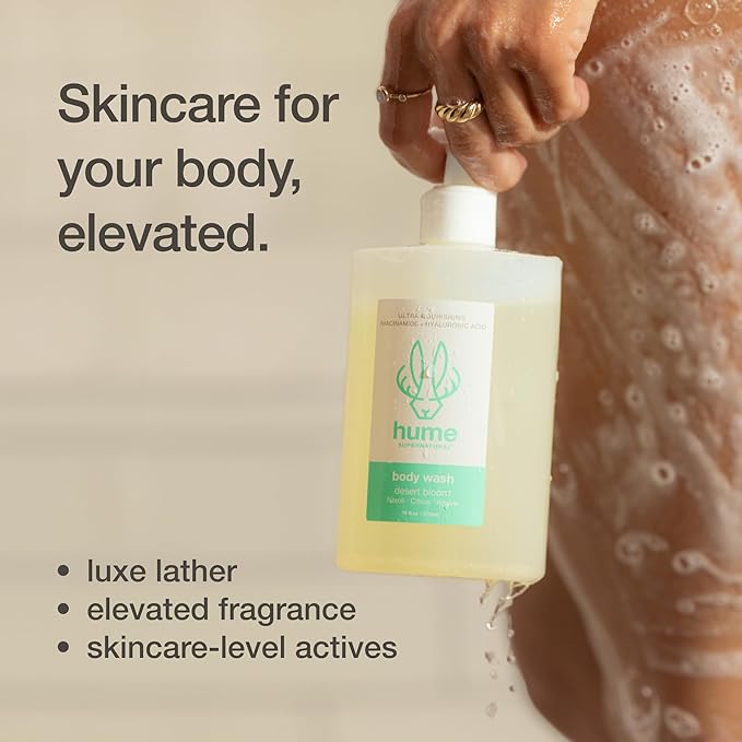 HUME SUPERNATURAL Ultra Nourishing Body Wash, Desert Bloom, 16 fl oz - Cleanse, nourish and replenish skin with Niacinamide, Hyaluronic Acid, and Prebiotics. Free from Sulfates, Parabens, Phthalates