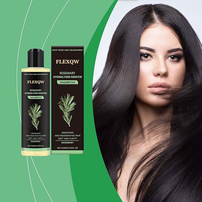 Rosemary Hair Growth Shampoo, 265ML Natural Thickening & Strengthening Shampoo with Hydrolyzed Keratin for men and women, Nourishes and Repairs Hair Scale.