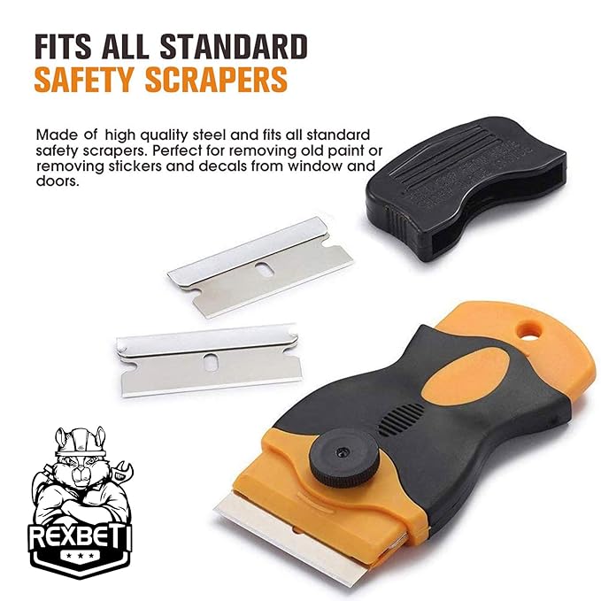 REXBETI 600PCS Single Edge Razor Blades, Industrial , Box Cutter Replacement Blades, Glass Scraper Blades