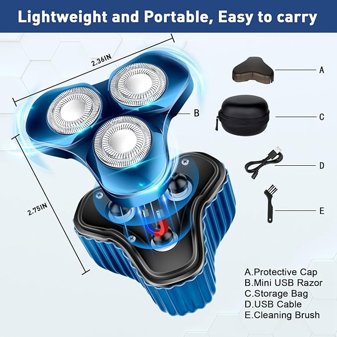 Mini Electric Shaver for Men,Pocket Size Washable Electric Razor,Car and Travel Shavers for Men, Electric Shaver USB Mini Shaver Charging Suitable (Blue)